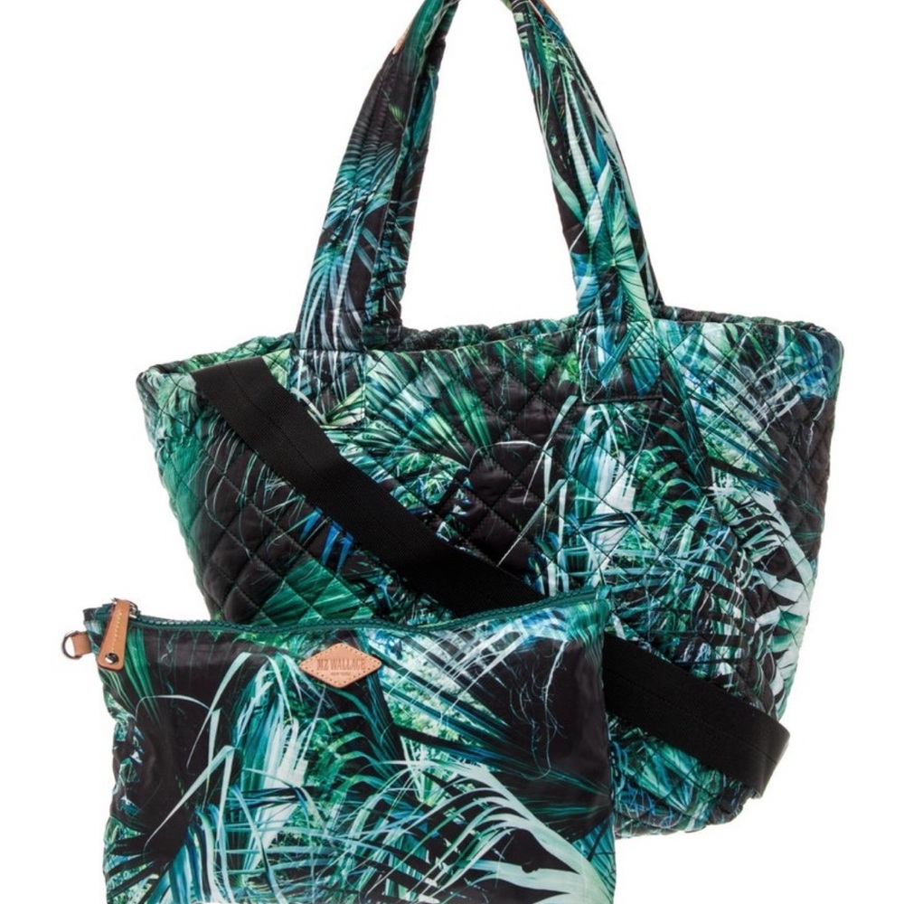 MZ Wallace Green and Black Quilted Tote Set
